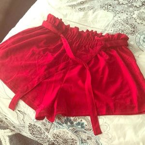 Size 1XL Red Belted Waist Shorts